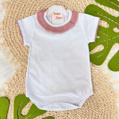  Body Branco com Gola Tricot - Rose